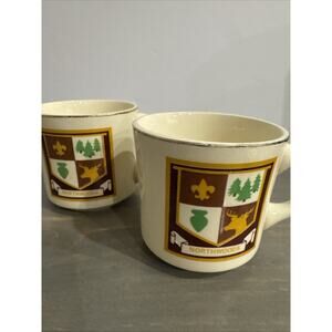 Rare BSA Northwoods Set Of 2 Mugs Vintage USA Gold Rim